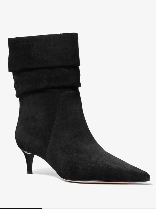 Michael Kors Shoes - Michael Kors Dawn Black Suede Pointed-Toe kitten heel Slouch Ankle Boots NIB 7